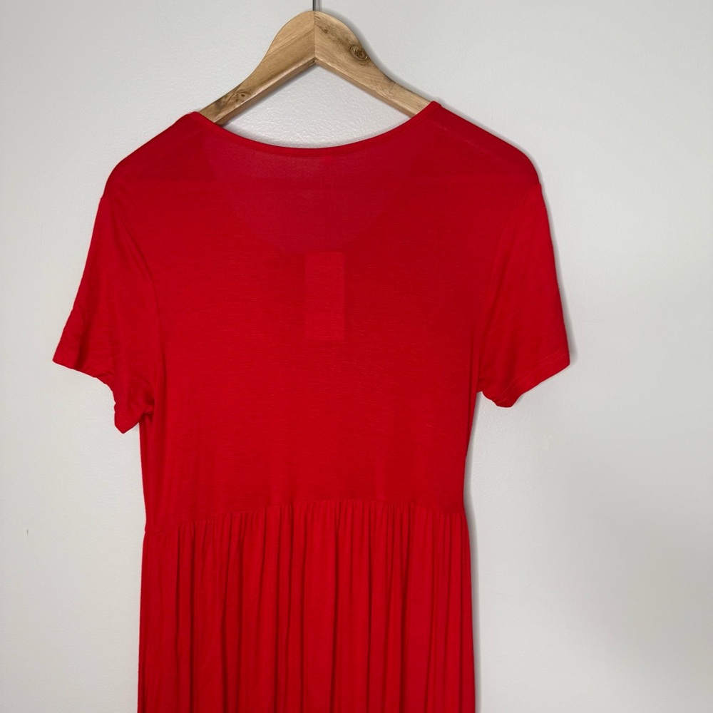 Red Maxi Dress Women’s Size Medium Short Sleeve - Picture 4 of 5